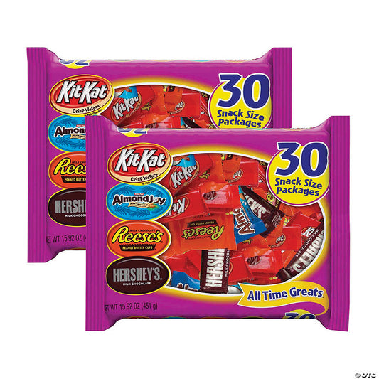 HERSHEY'S All Time Greats Snack Size Assortment - 2 Pack, 15.92oz bags | USA Decoration®