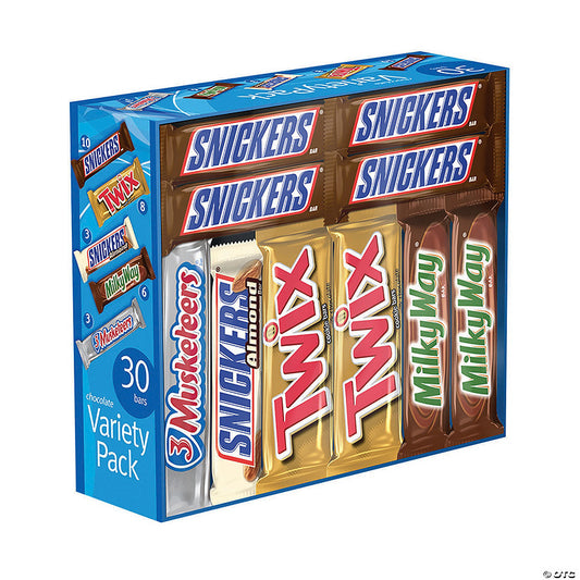 MARS Chocolate Full Size Candy Bars Assorted Variety Box, 30 Count | USA Decoration®