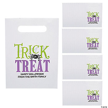 7 1/2" x 10" Bulk 50 Pc. Personalized Small Trick-or-Treat Paper Bags with Cutout Handles halloween