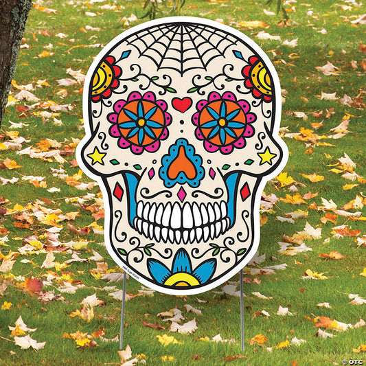 14" x 18 1/2" Blue Eyes Sugar Skull Yard Sign | USA Decoration®