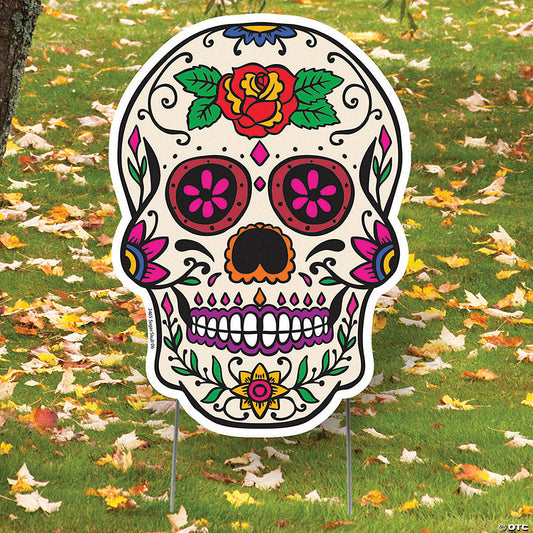 14" x 19" Pink-Eyed Sugar Skull Yard Sign | USA Decoration®