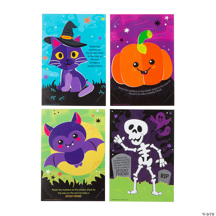 24 Piece(s): Sticker by Number Halloween Cards - 24 Pc. | USA Decoration®