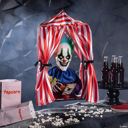 19" Hanging Animated Clown in Box Halloween Decoration