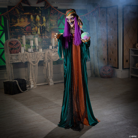 6 Ft. Animated Standing Fortune Teller Witch Halloween Decoration | USA Decoration®