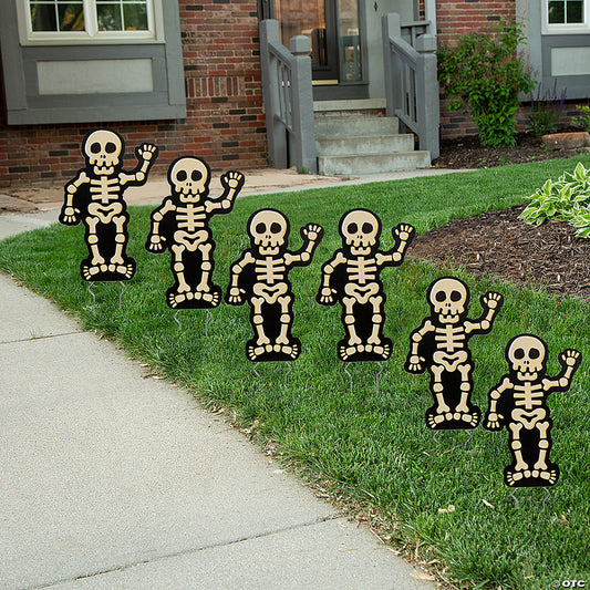 8 1/2" x 12 3/4" Halloween Skeleton Yard Signs - 6 Pc. | USA Decoration®