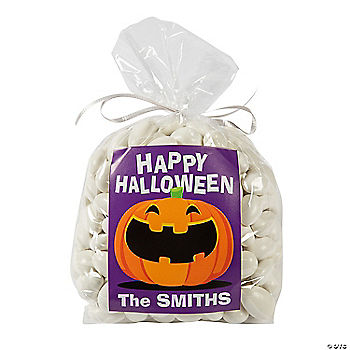Bulk 50 Pc. Personalized Medium Jack-O’-Lantern Cellophane Gift Bags Kit halloween
