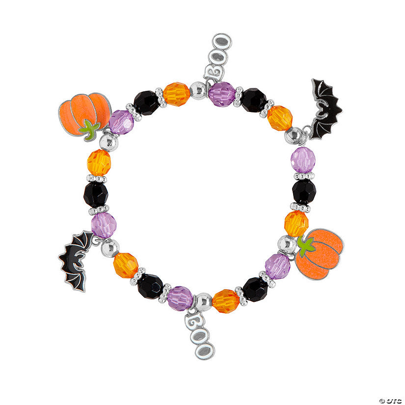 Makes 12: Halloween Enamel Charms & Plastic Beads Bracelet Craft Kit - Makes 12 | USA Decoration®