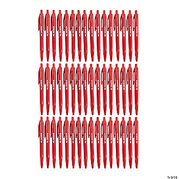 5 1/2" Bulk 48 Pc. Personalized Red Retractable Plastic Pens