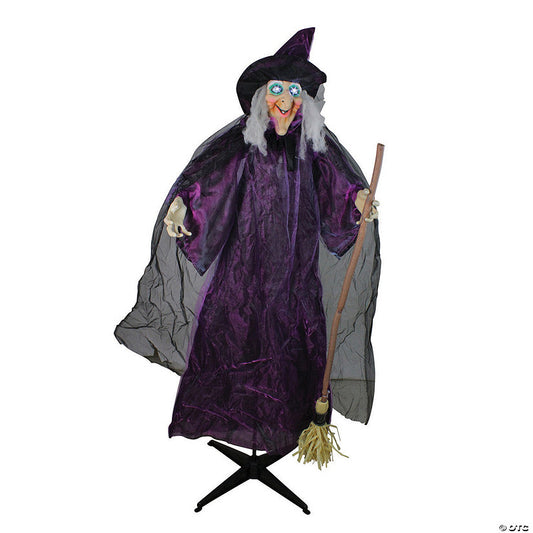 Northlight 66" Animated Standing Witch and Broomstick Halloween Decoration | USA Decoration®