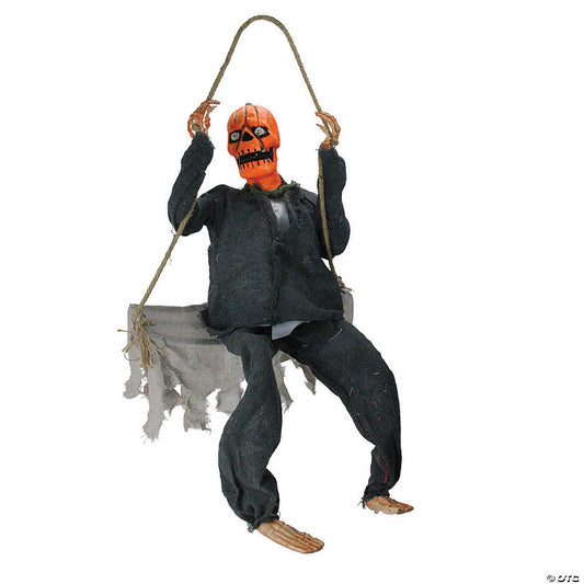 Northlight 28" Black and Orange Hanging Play Swing Pumpkin Man Halloween Decor | USA Decoration®