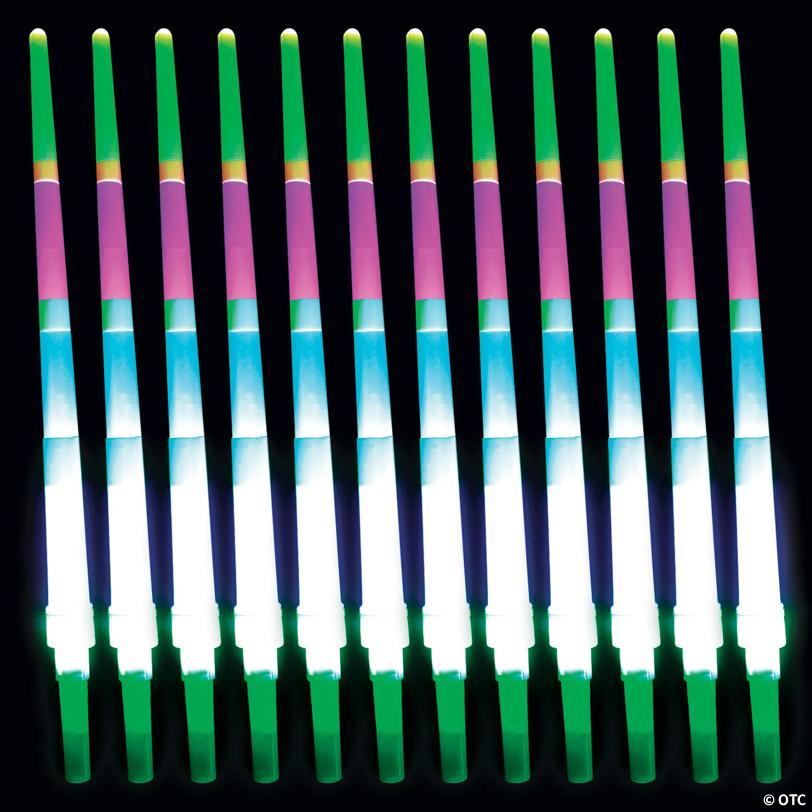 13 1/2" Light-Up Yellow, Pink, Green & White Expanding Swords - 12 Pc.