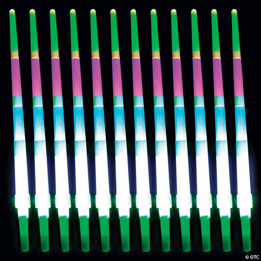 13 1/2" Light-Up Yellow, Pink, Green & White Expanding Swords - 12 Pc.
