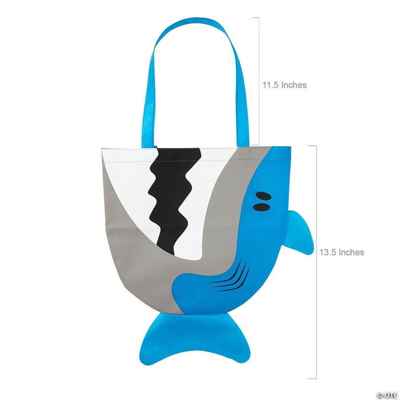 13 1/2" x 13" Large Shark Nonwoven Tote Bags - 12 Pc.