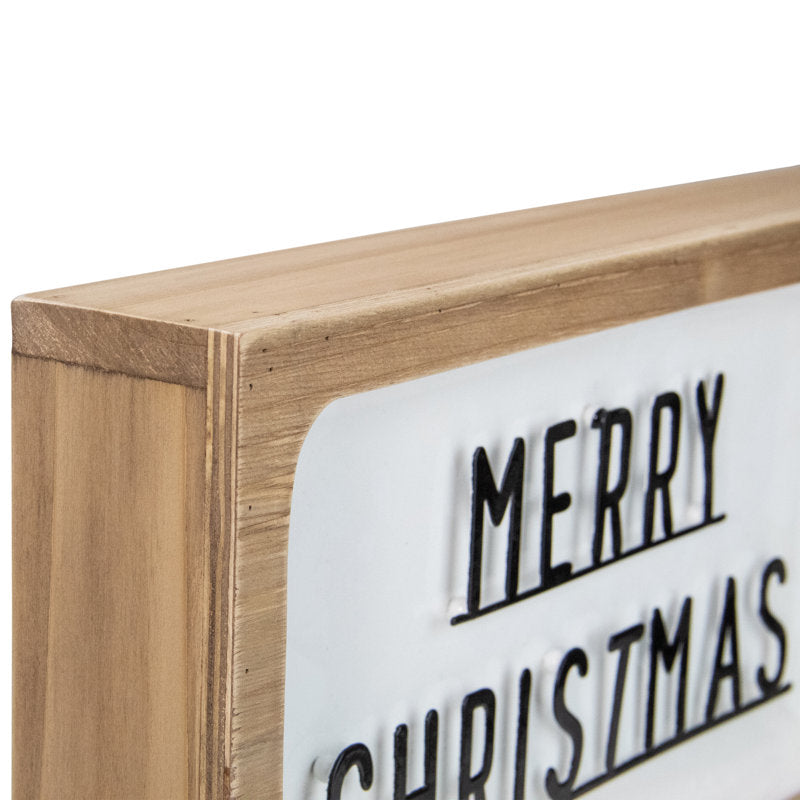 13" White and Brown "Merry Christmas" 3D Wooden Christmas Wall or Tabletop Decor
