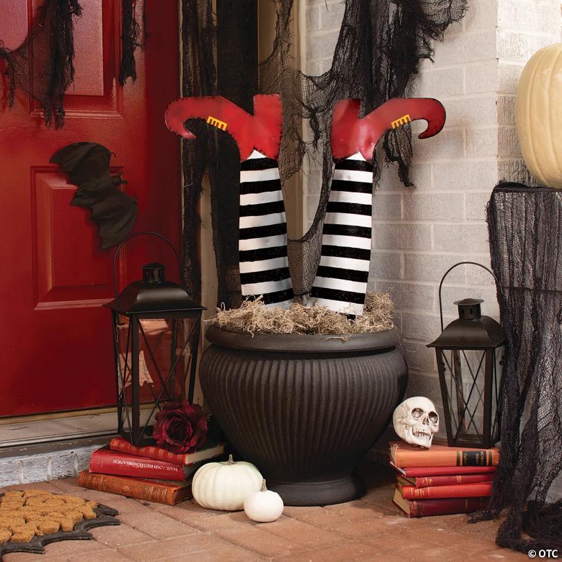 13 3/4" x 24" Gothic Halloween Witch Legs Yard Stakes - 2 Pc.