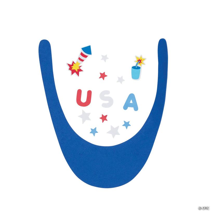 13" x 13" Patriotic Red, White, and Blue Foam Visor Craft Kit - Makes 12