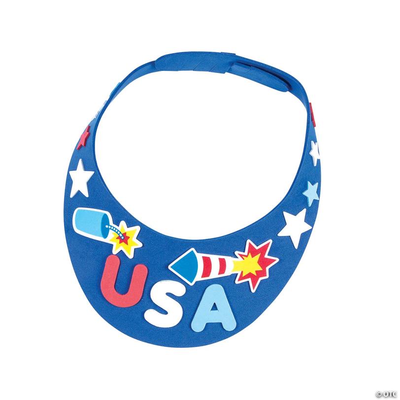 13" x 13" Patriotic Red, White, and Blue Foam Visor Craft Kit - Makes 12