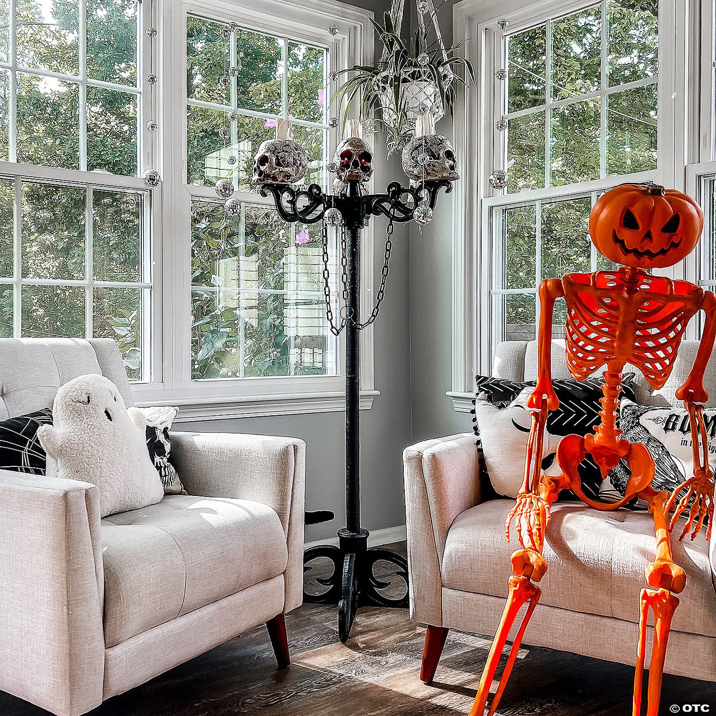 14 1/2" - 5 Ft. Light-Up 3-In-1 Skull Candelabra Plastic Halloween Decoration | USA Decoration®