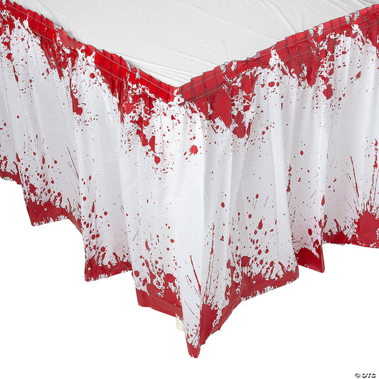 14 Ft. x 29" Halloween Horror Party Bloody Red & White Plastic Table Skirt