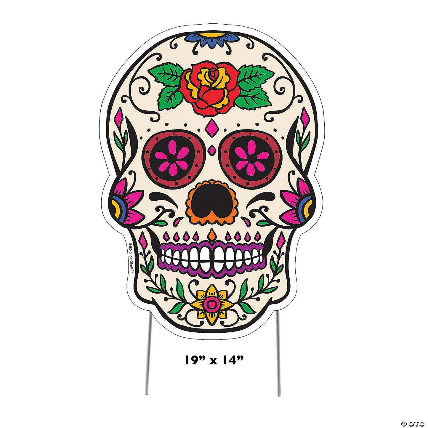 14" x 19" Pink-Eyed Sugar Skull Yard Sign | USA Decoration®