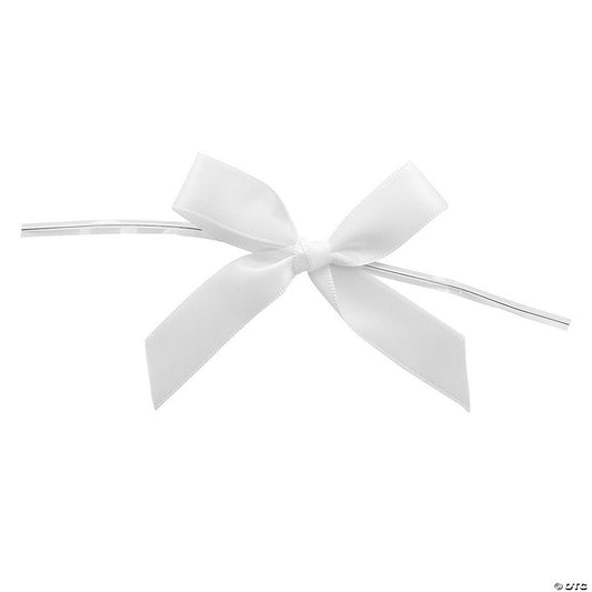 Bulk 50 Pc. White Twist Tie Satin Bows