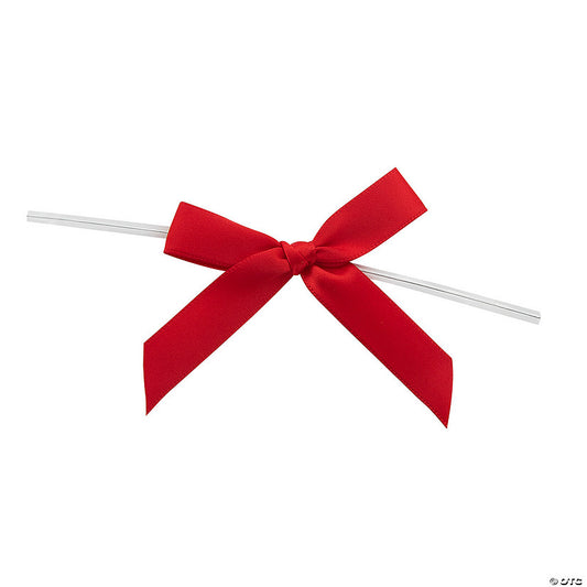 Bulk 50 Pc. Red Twist Tie Satin Bows