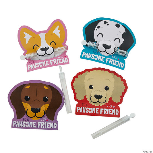 Mini Bubble Tube Valentine Exchanges with Dog Card for 24 | USA Decoration®