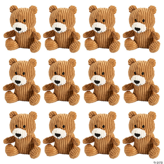 6" Corduroy Brown Stuffed Happy Teddy Bears - 12 Pc. | USA Decoration®