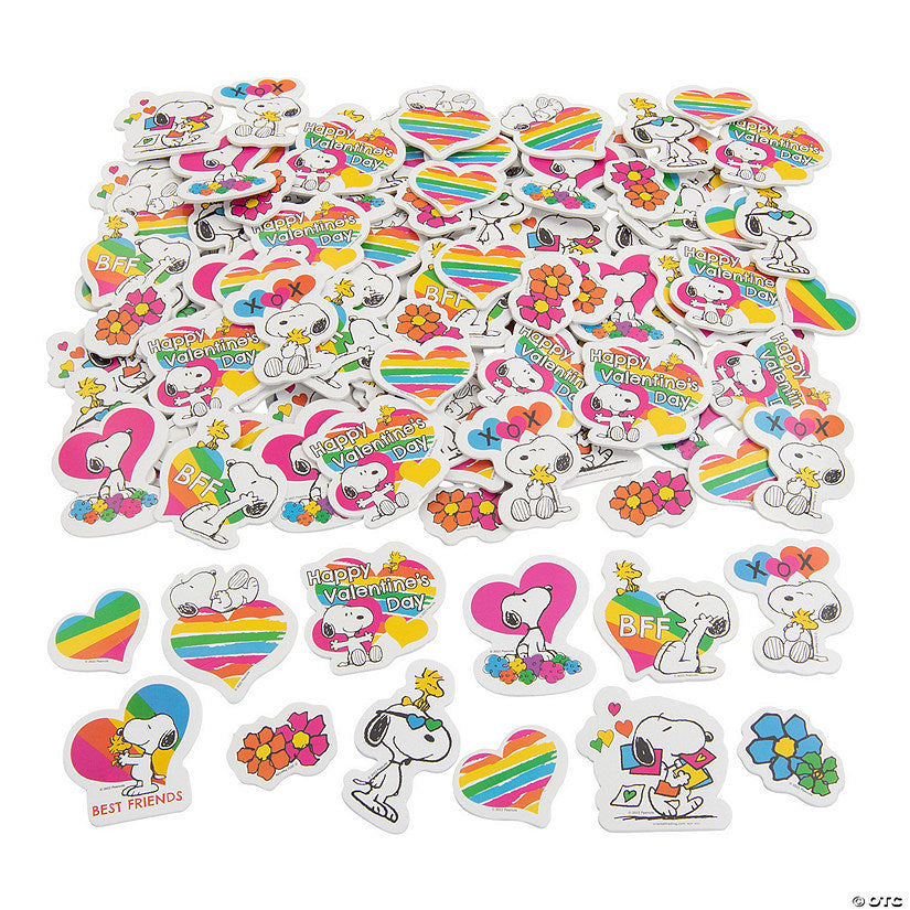 Bulk 150 Pc. Peanuts Snoopy & Woodstock Valentine Self-Adhesive Shapes | USA Decoration®