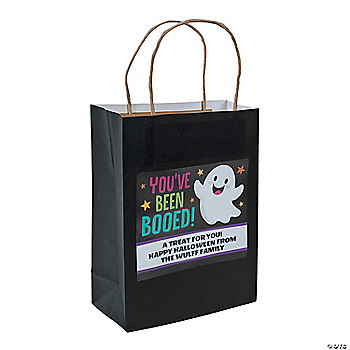 Medium Personalized You’ve Been Booed Kraft Paper Gift Bags - 12 Pc. halloween