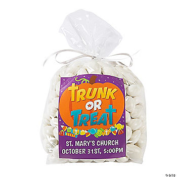 Bulk 50 Pc. Personalized Trunk-or-Treat Cellophane Gift Bag Kit halloween