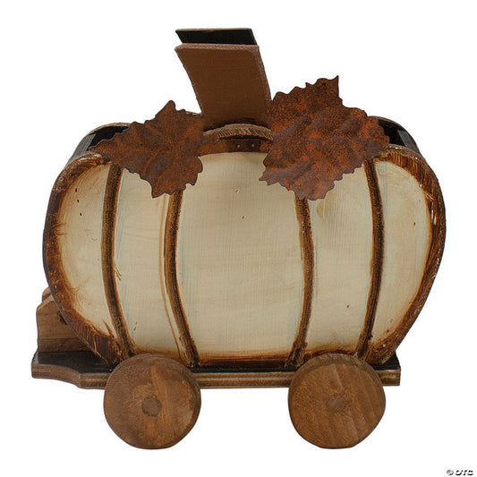 1 Piece(s): Northlight 10.5" Fall Harvest Wooden Pumpkin Cart Tabletop Decoration | USA Decoration®