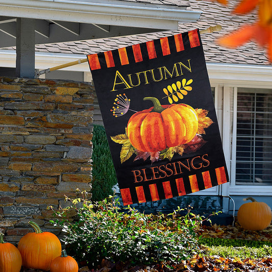 1 Piece(s): Northlight Autumn Blessings and Pumpkin Outdoor Garden Flag 40" x 28 | USA Decoration®