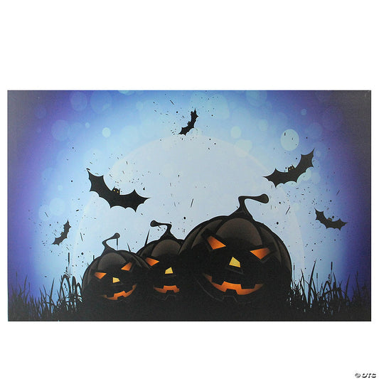 1 Piece(s): Northlight LED Lighted Jack-O-Lanterns and Bats Halloween Canvas Wall Art 23.5" x 15.5 | USA Decoration®