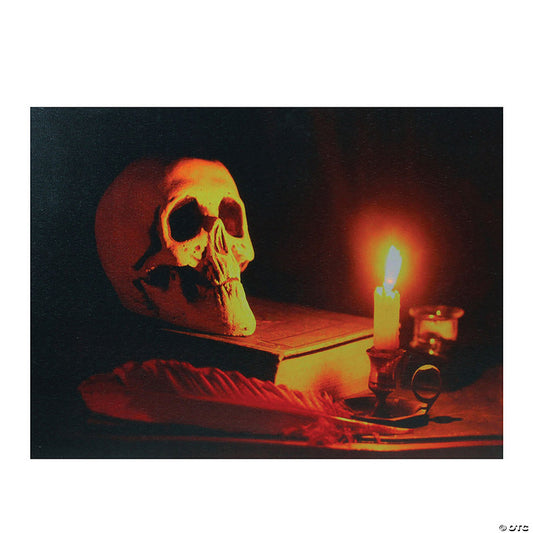 Northlight Black and Orange LED Lighted Skull Halloween Wall Art 12" x 15.75 | USA Decoration®