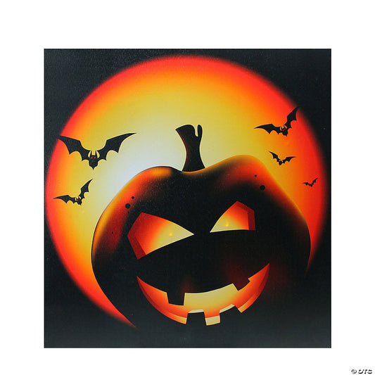 Northlight LED Lighted Bats and Jack-O-Lantern Halloween Canvas Wall Art 19.75" x 19.75 | USA Decoration®