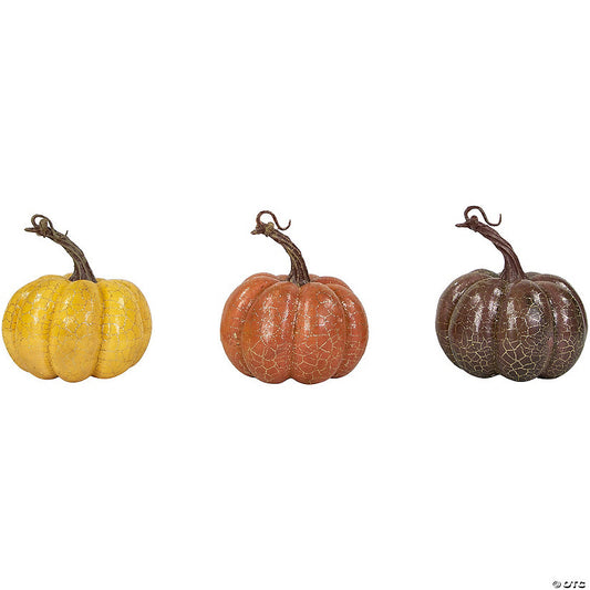 3 Piece(s): Northlight Set of 3 Brown and Purple Fall Harvest Tabletop Pumpkins 4 | USA Decoration®