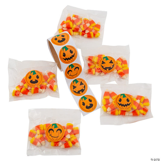Candy Corn Handouts with Orange Pumpkin Stickers for 32 | USA Decoration®