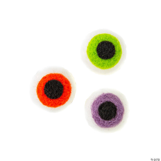 Halloween Eyeball Wool Felt Pom-Poms - 12 Pc. | USA Decoration®
