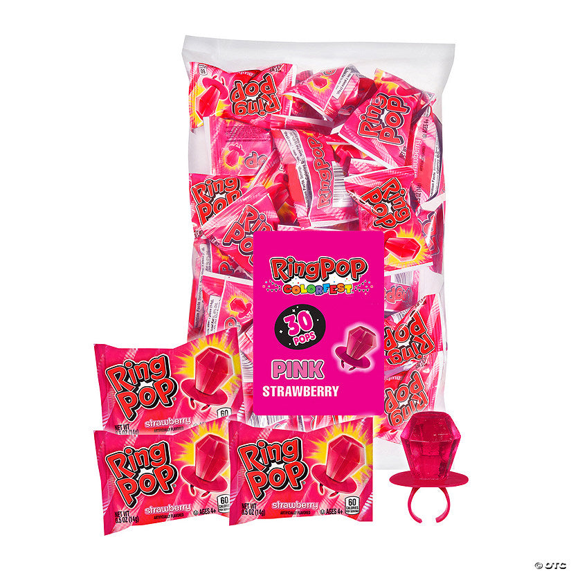 14 1/2" x 9 1/2" 14.8 oz. Pack of Pink Ring Pops- 30 Pc. | USA Decoration®