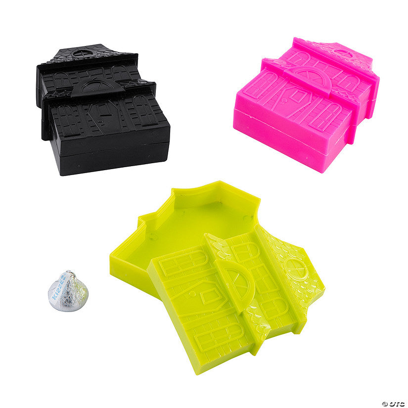 Per Dozen: Haunted House-Shaped Halloween BPA-Free Plastic Favor Containers - 12 Pc. | USA Decoration®