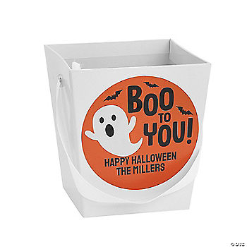 Personalized White Halloween Buckets - 12 Pc. halloween