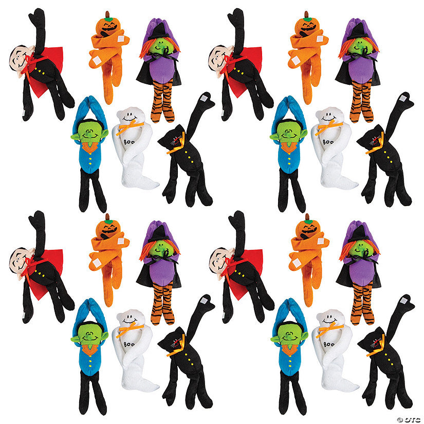 72 Piece(s): 10 3/4" - 12" Bulk 72 Pc. Long Arm Halloween Stuffed Characters | USA Decoration®