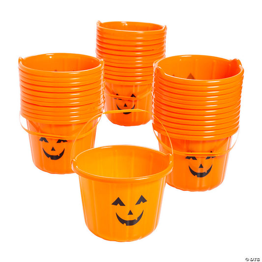 72 Piece(s): 7" x 8 1/2" Bulk 72 Pc. Jack-O’-Lantern Plastic Trick-or-Treat Buckets | USA Decoration®