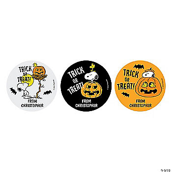 Bulk 144 Pc. Personalized Peanuts Snoopy Woodstock Halloween Favor Stickers | USA Decoration®