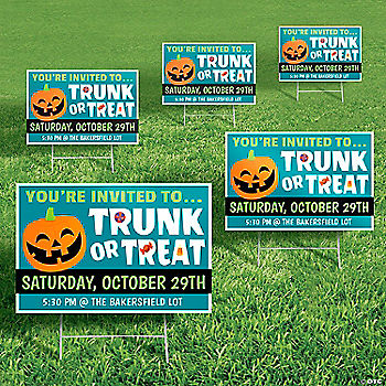 10 Piece(s): Bulk 10 Pc. Personalized Trunk-or-Treat Yard Signs | USA Decoration®
