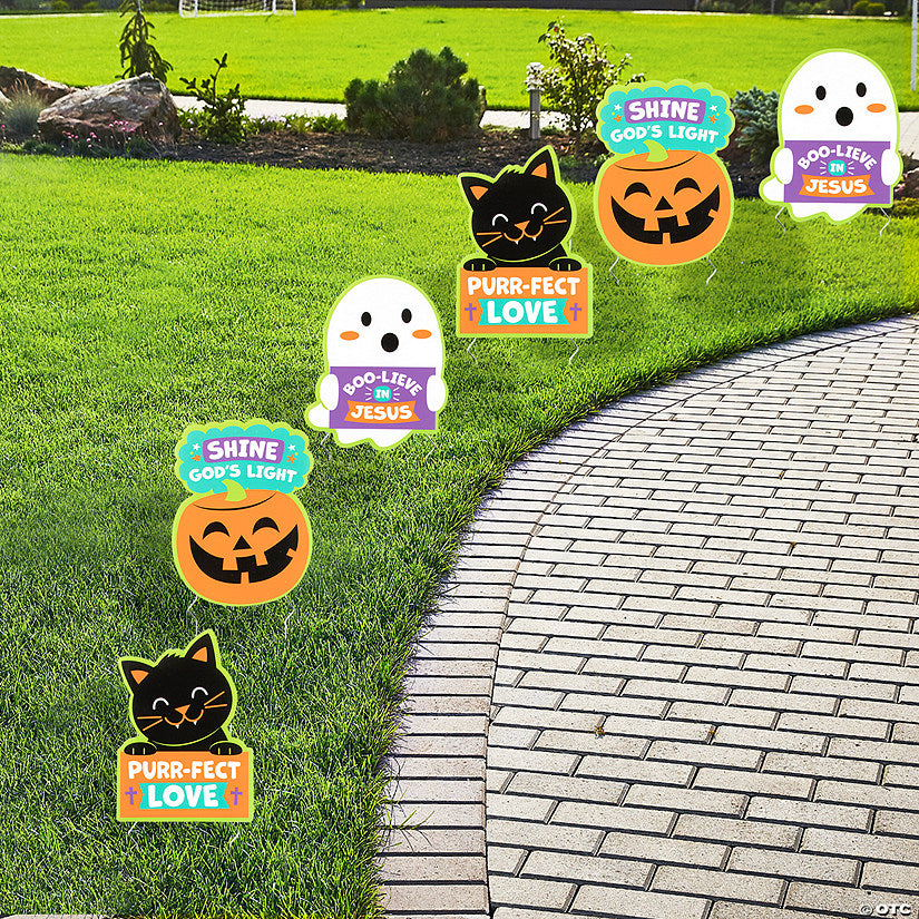 6 Piece(s): 8" - 11" Religious Halloween Sidewalk Yard Signs - 6 Pc. | USA Decoration®