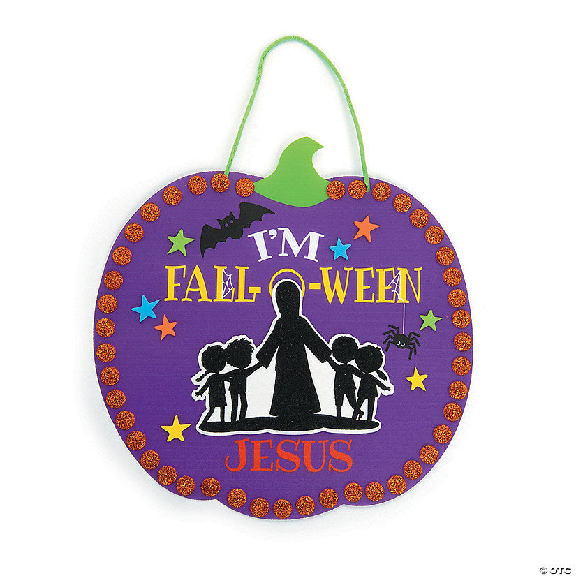 Makes 12: Halloween I’m Fall-O-Ween Jesus Sign Craft Kit - Makes 12 | USA Decoration®