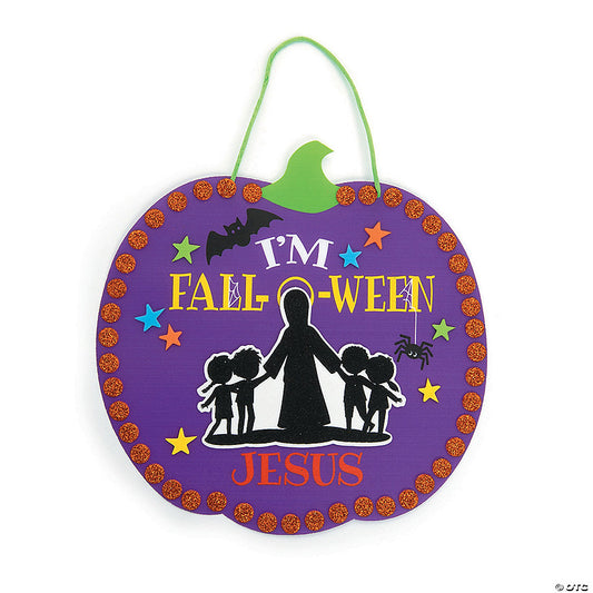 Makes 12: Halloween I’m Fall-O-Ween Jesus Sign Craft Kit - Makes 12 | USA Decoration®