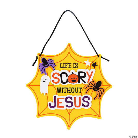 Makes 12: Life is Scary Without Jesus Halloween Sign Craft Kit – Makes 12 | USA Decoration®